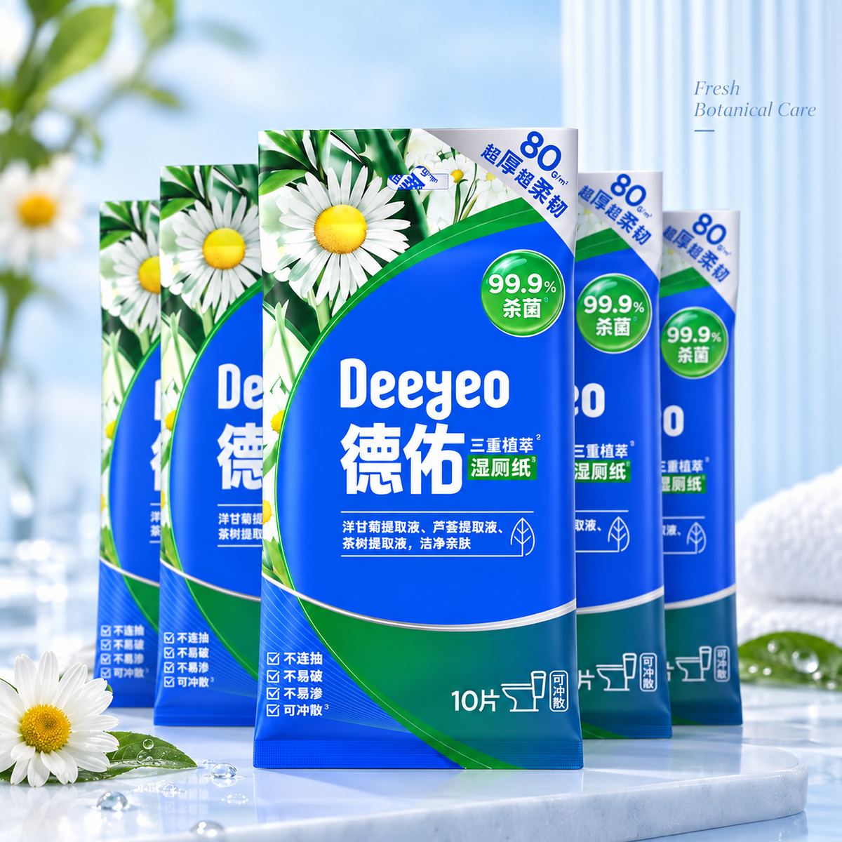 Deeyeo 蝶依小品三植萃可冲散湿厕纸 10 片装