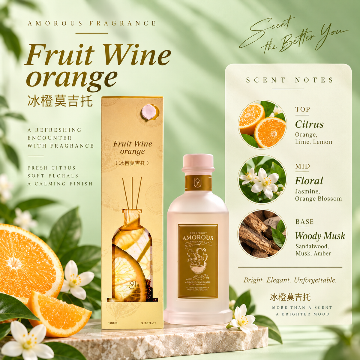 U9 特调系列扩香瓶(冰爽橙味莫吉托)100ml