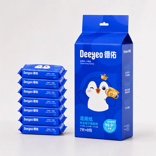 Deeyeo Penguin Moist Toilet Tissue Basic Version 7 Sheets × 8 Packs