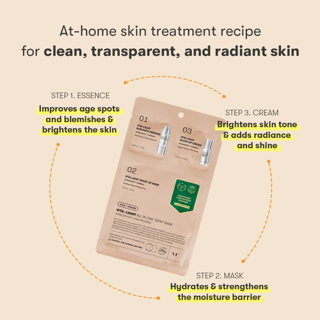 VT Vita-Light All In One 3 Step Mask Cica Hyalon + Vitamin C